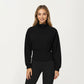 High Neck Long Sleeve Zip-Up Jacket with Fitted Waistband and Soft Knit Fabric