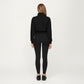 High Neck Long Sleeve Zip-Up Jacket with Fitted Waistband and Soft Knit Fabric