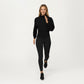 High Neck Long Sleeve Zip-Up Jacket with Fitted Waistband and Soft Knit Fabric