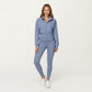 High Neck Long Sleeve Zip-Up Jacket with Fitted Waistband and Soft Knit Fabric