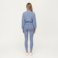 High Neck Long Sleeve Zip-Up Jacket with Fitted Waistband and Soft Knit Fabric