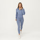 High Neck Long Sleeve Zip-Up Jacket with Fitted Waistband and Soft Knit Fabric