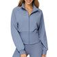 High Neck Long Sleeve Zip-Up Jacket with Fitted Waistband and Soft Knit Fabric