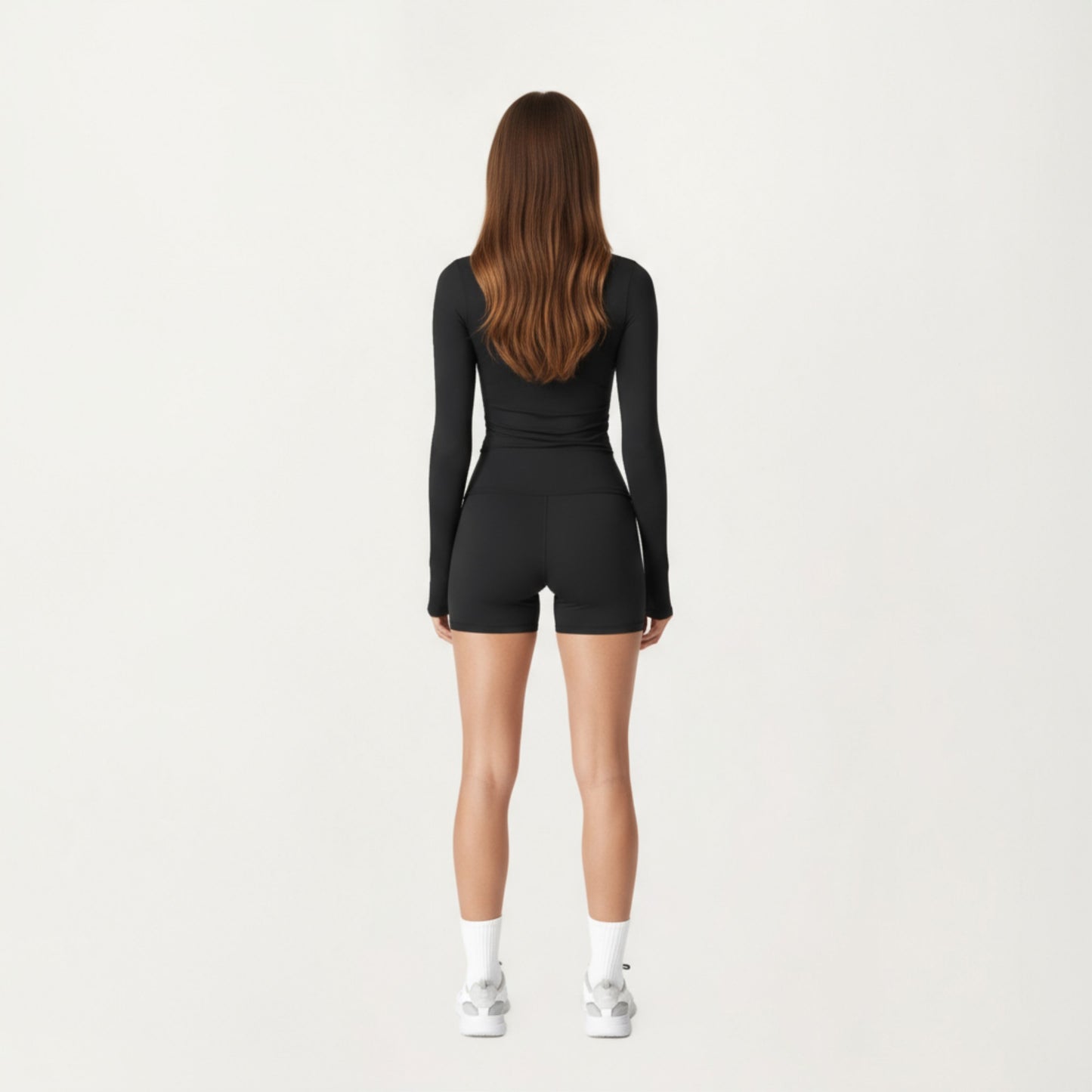 High Waist Stretch Fit Athletic Shorts with Smooth Seam Detailing and Supportive Fabric