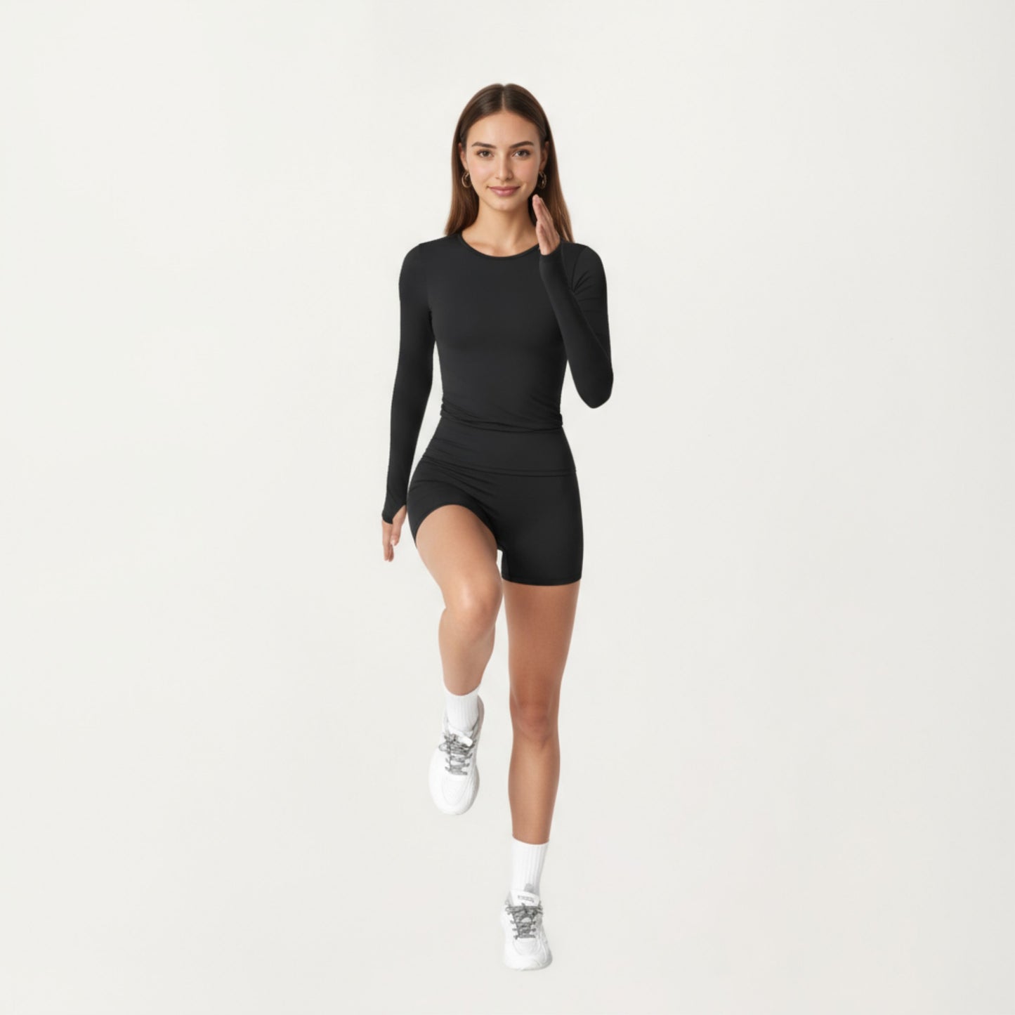 High Waist Stretch Fit Athletic Shorts with Smooth Seam Detailing and Supportive Fabric