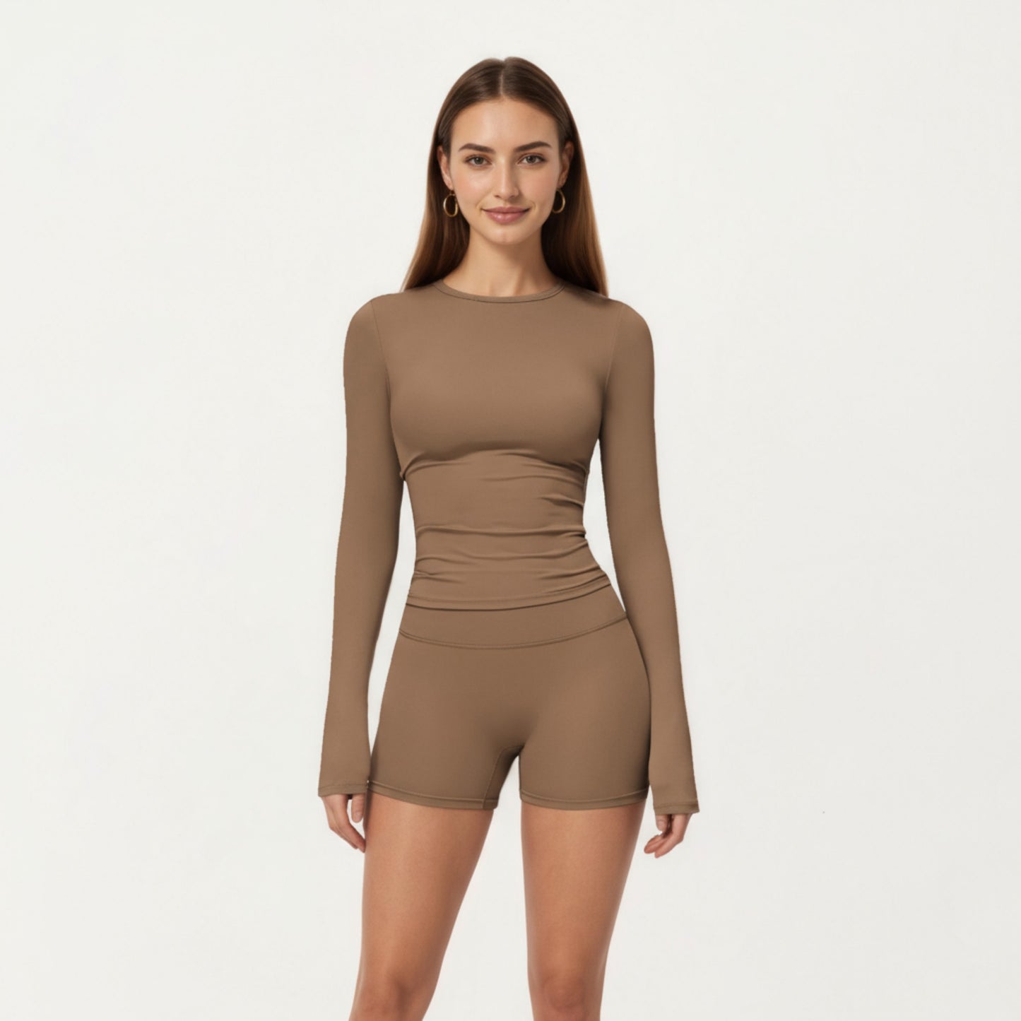 High Waist Stretch Fit Athletic Shorts with Smooth Seam Detailing and Supportive Fabric