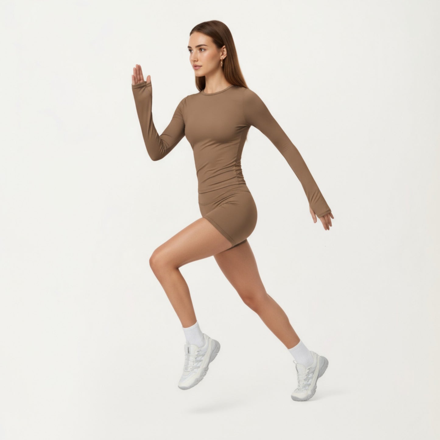 High Waist Stretch Fit Athletic Shorts with Smooth Seam Detailing and Supportive Fabric