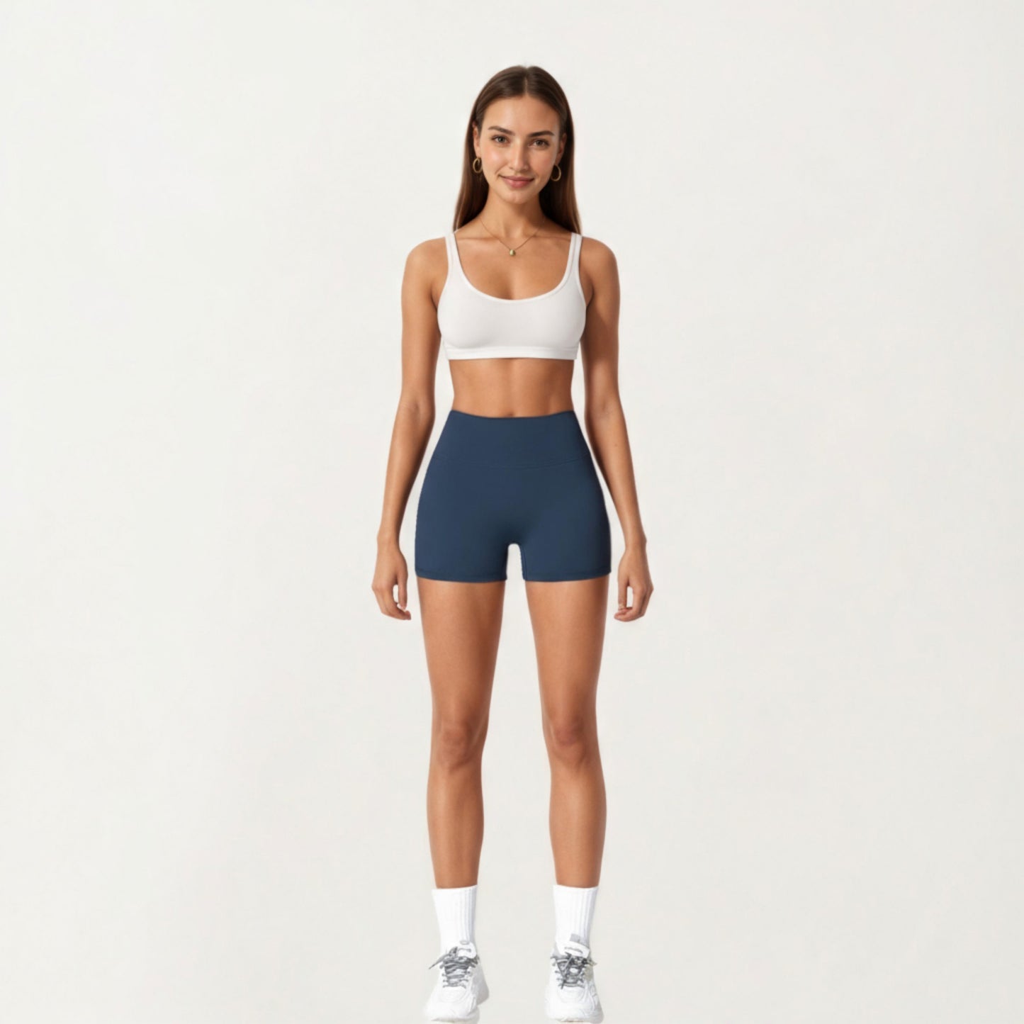 High Waist Stretch Fit Athletic Shorts with Smooth Seam Detailing and Supportive Fabric