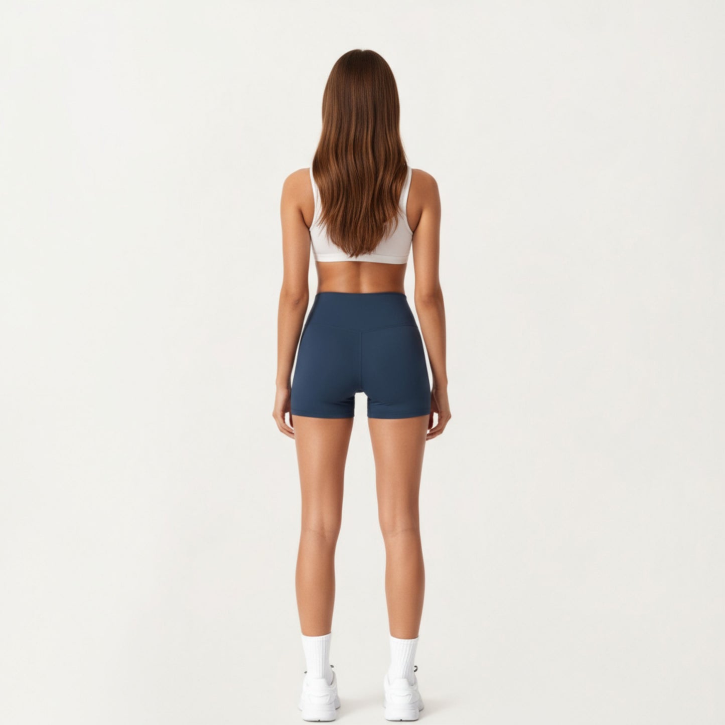 High Waist Stretch Fit Athletic Shorts with Smooth Seam Detailing and Supportive Fabric
