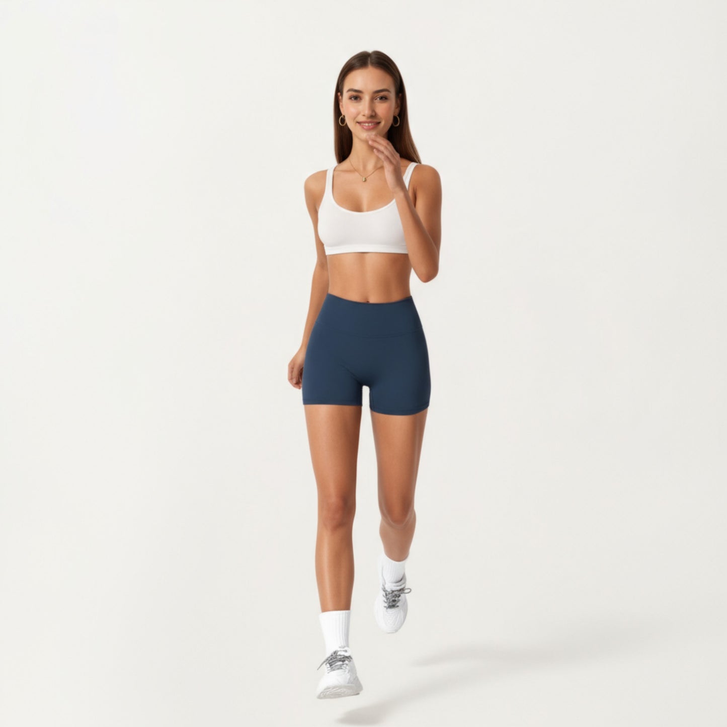 High Waist Stretch Fit Athletic Shorts with Smooth Seam Detailing and Supportive Fabric
