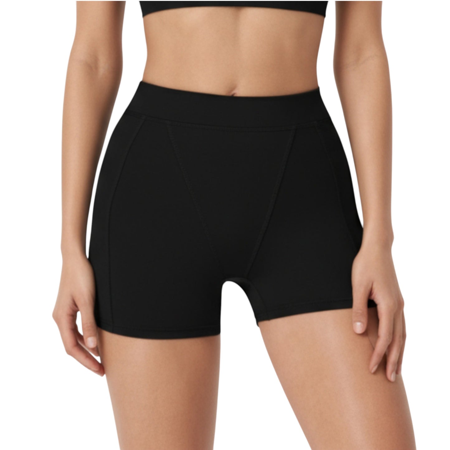 High Waist Seam Detailed Active Shorts with Supportive Stretch Fabric and Flattering Fit