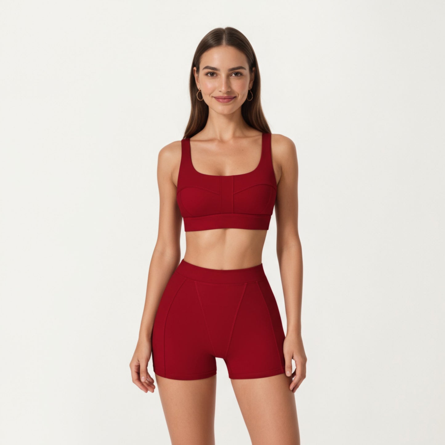 High Waist Seam Detailed Active Shorts with Supportive Stretch Fabric and Flattering Fit