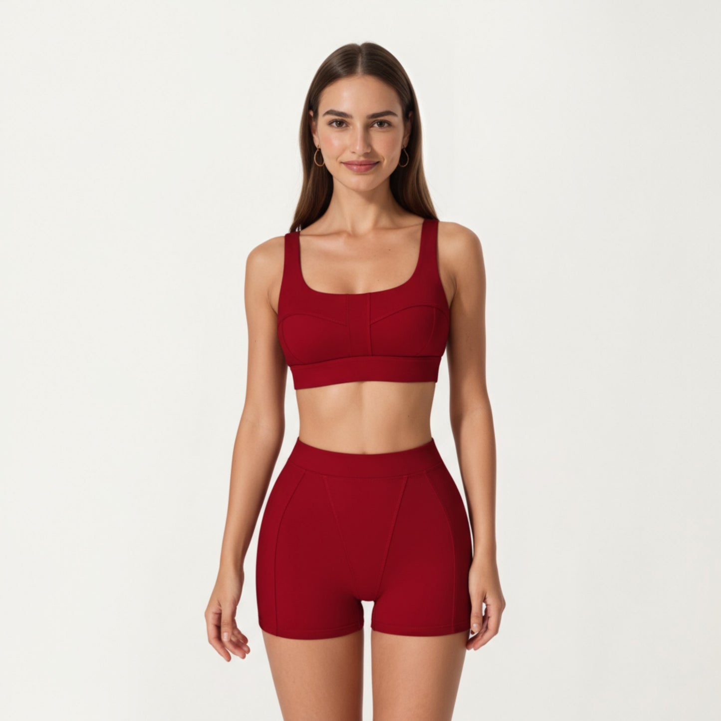 High Waist Seam Detailed Active Shorts with Supportive Stretch Fabric and Flattering Fit