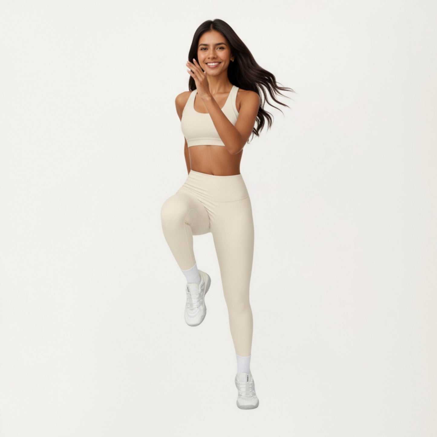 High Waist Full Length Leggings with Smooth Seam Detailing and Stretch Fit Fabric