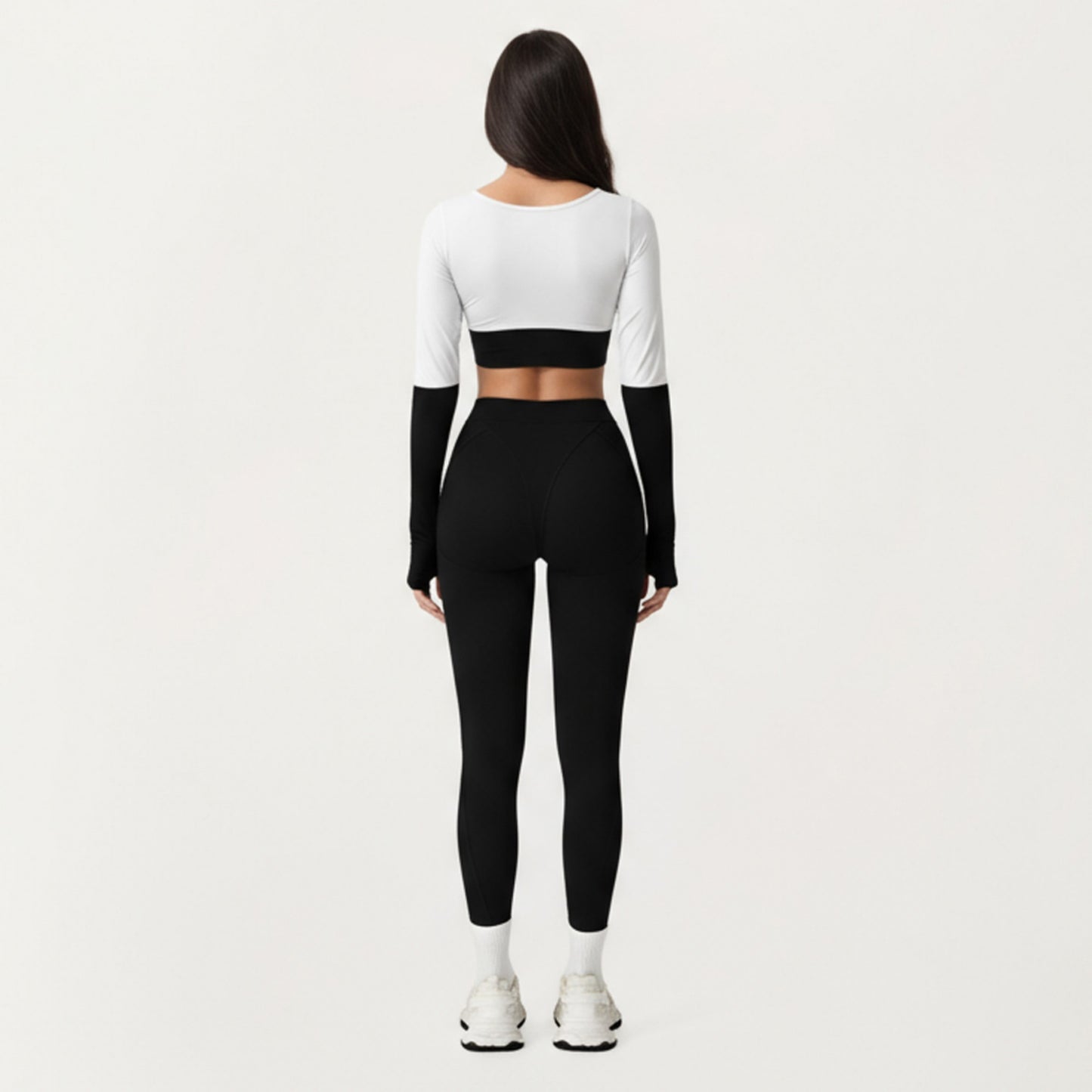 High Waist Seam Detailed Full Length Leggings with Supportive Stretch Fabric and Sculpted Fit