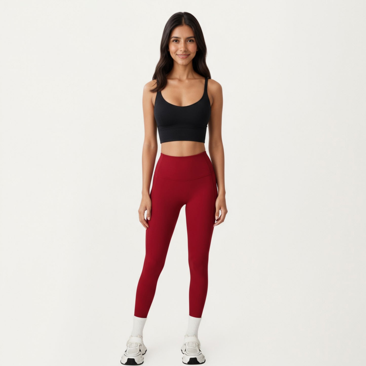 High Waist Seam Detailed Full Length Leggings with Supportive Stretch Fabric and Sculpted Fit