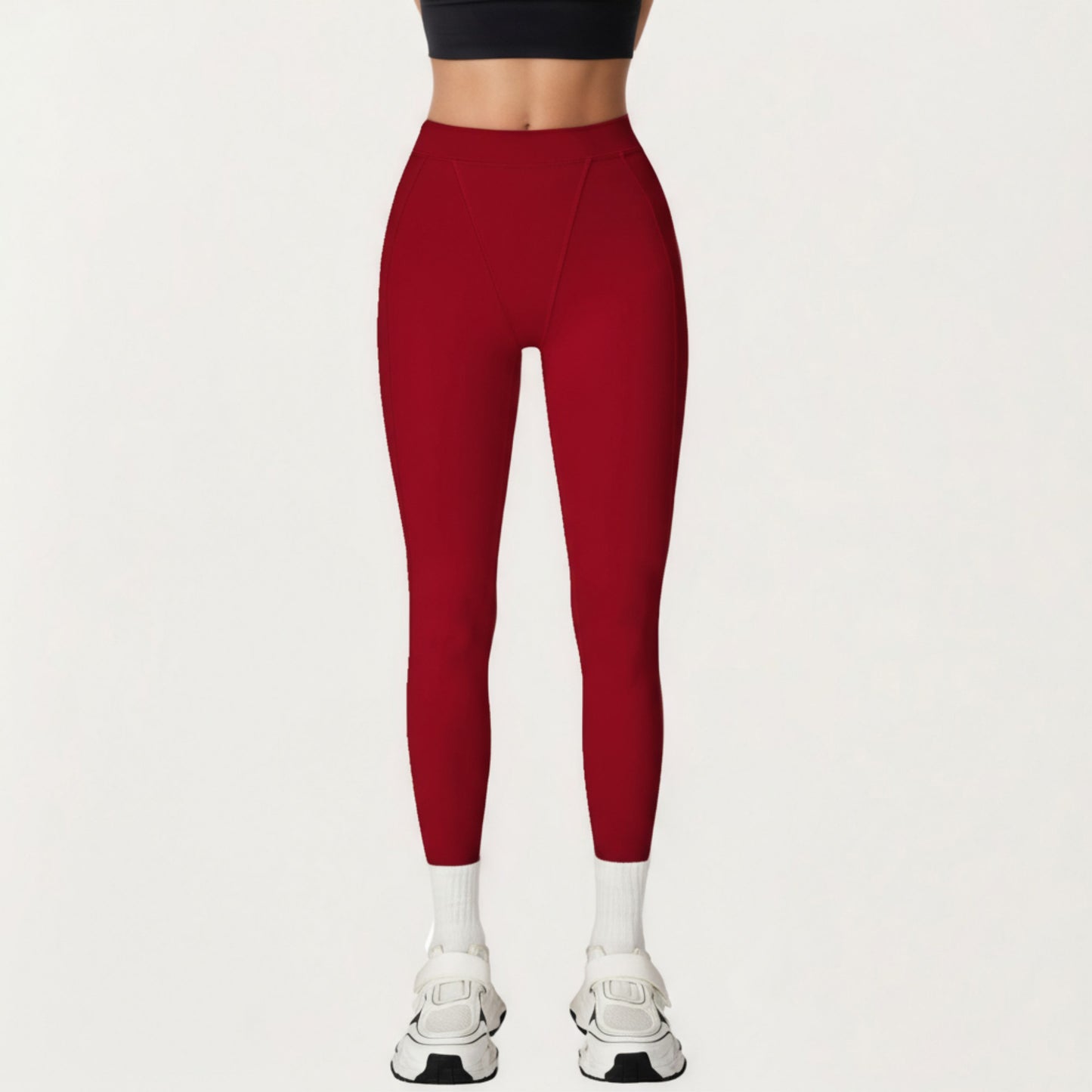High Waist Seam Detailed Full Length Leggings with Supportive Stretch Fabric and Sculpted Fit