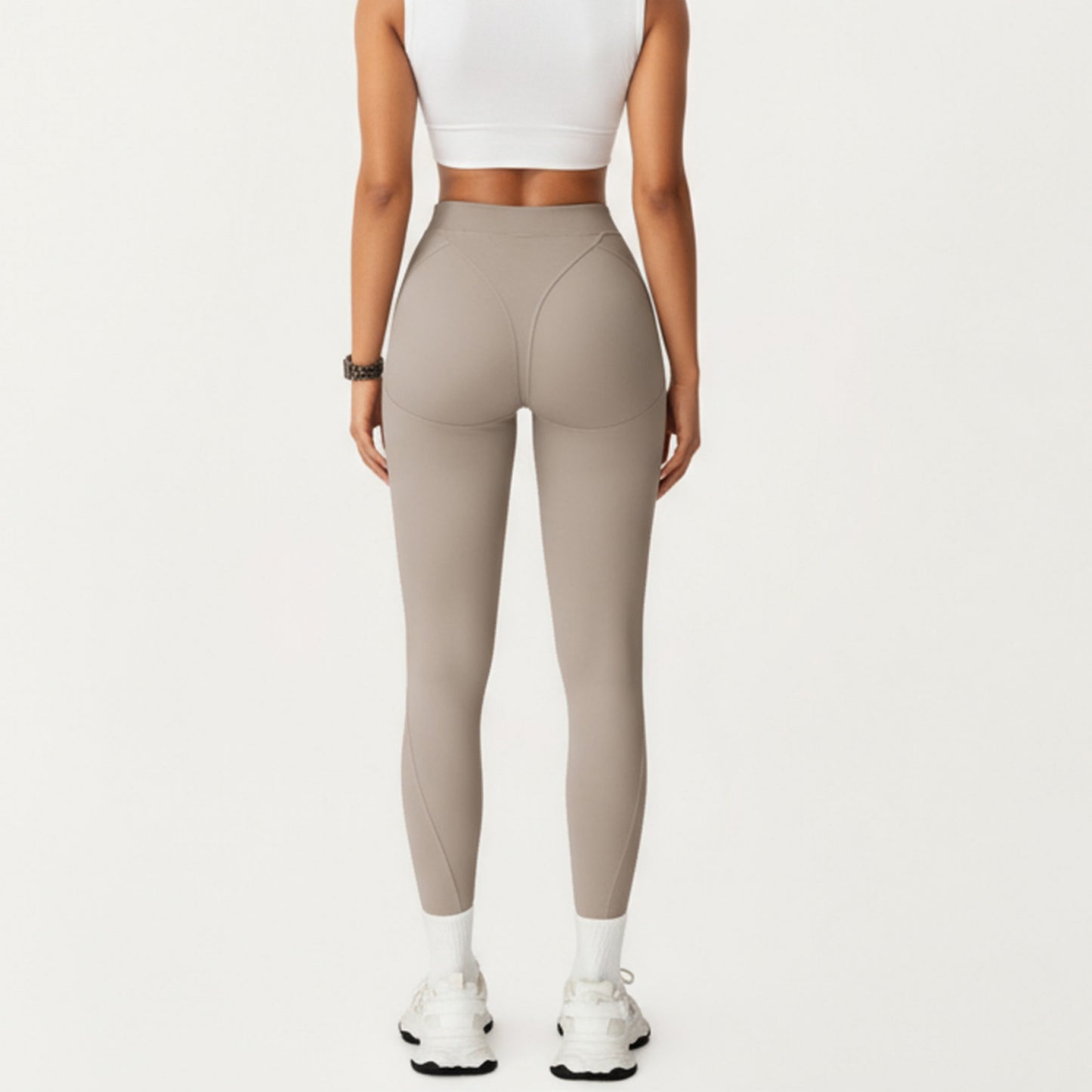 High Waist Seam Detailed Full Length Leggings with Supportive Stretch Fabric and Sculpted Fit