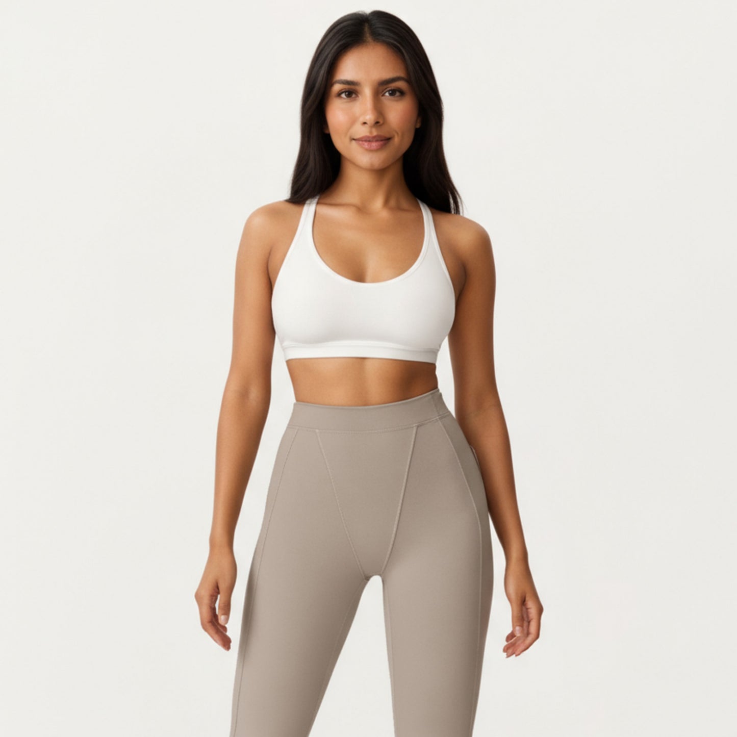 High Waist Seam Detailed Full Length Leggings with Supportive Stretch Fabric and Sculpted Fit