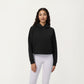 Long Sleeve Cropped Hoodie with Kangaroo Pocket and Striped Sleeve Detail