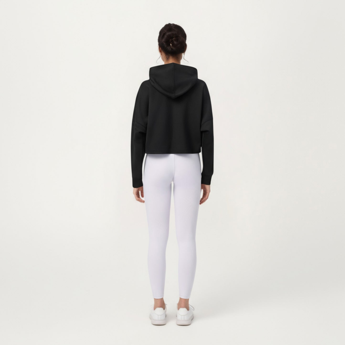 Long Sleeve Cropped Hoodie with Kangaroo Pocket and Striped Sleeve Detail
