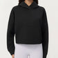 Long Sleeve Cropped Hoodie with Kangaroo Pocket and Striped Sleeve Detail