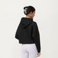 Long Sleeve Cropped Hoodie with Kangaroo Pocket and Striped Sleeve Detail