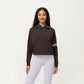 Long Sleeve Cropped Hoodie with Kangaroo Pocket and Striped Sleeve Detail