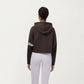 Long Sleeve Cropped Hoodie with Kangaroo Pocket and Striped Sleeve Detail
