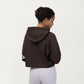 Long Sleeve Cropped Hoodie with Kangaroo Pocket and Striped Sleeve Detail