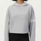 Long Sleeve Cropped Hoodie with Kangaroo Pocket and Striped Sleeve Detail