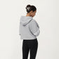 Long Sleeve Cropped Hoodie with Kangaroo Pocket and Striped Sleeve Detail