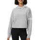 Long Sleeve Cropped Hoodie with Kangaroo Pocket and Striped Sleeve Detail