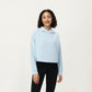 Long Sleeve Cropped Hoodie with Kangaroo Pocket and Striped Sleeve Detail
