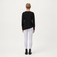 Long Sleeve Asymmetrical Hem Pullover Top with Crew Neck and Relaxed Fit