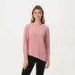 Long Sleeve Asymmetrical Hem Pullover Top with Crew Neck and Relaxed Fit
