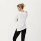 Long Sleeve Asymmetrical Hem Pullover Top with Crew Neck and Relaxed Fit