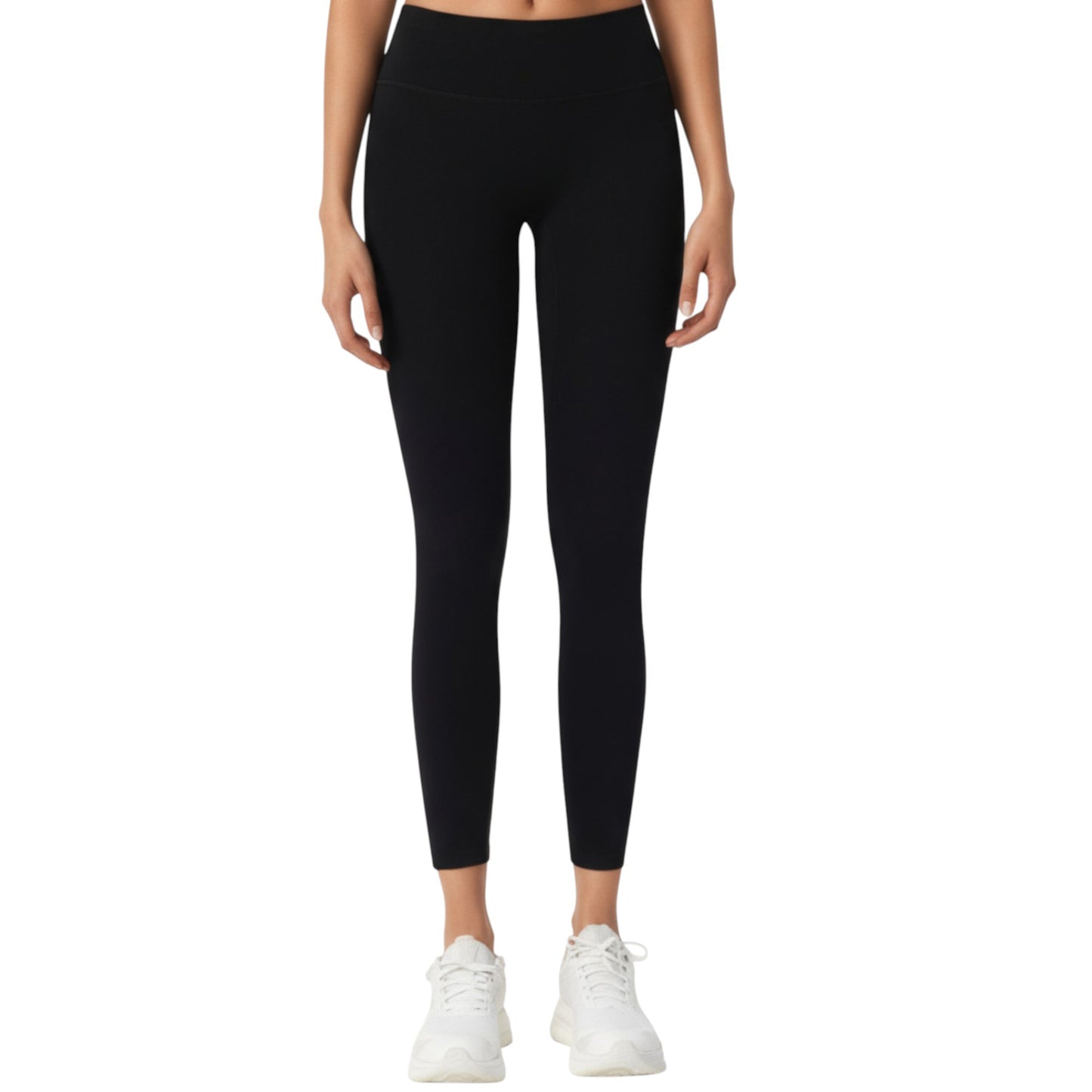 High Waist Stretch Fit Full Length Leggings with Contour Waistband and Smooth Seam Detailing