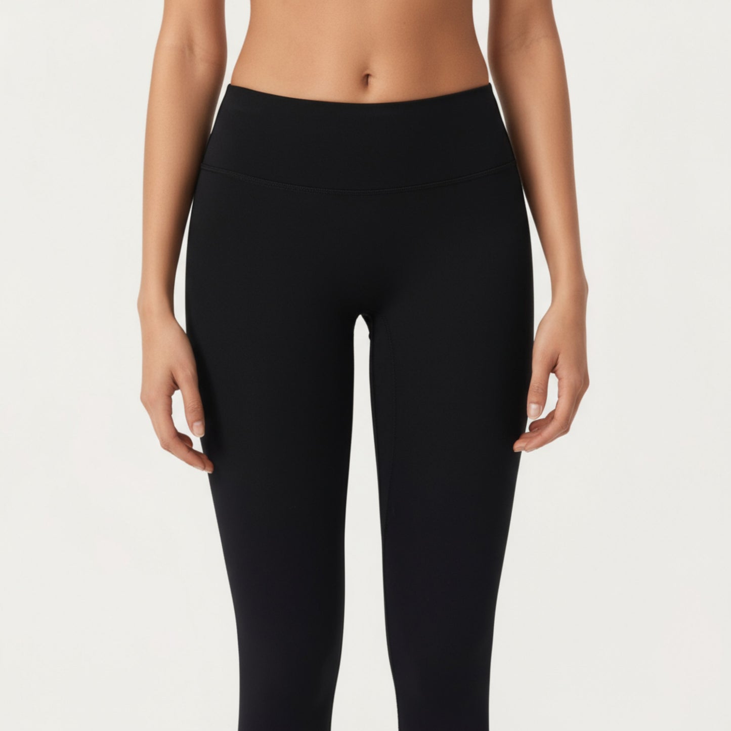 High Waist Stretch Fit Full Length Leggings with Contour Waistband and Smooth Seam Detailing