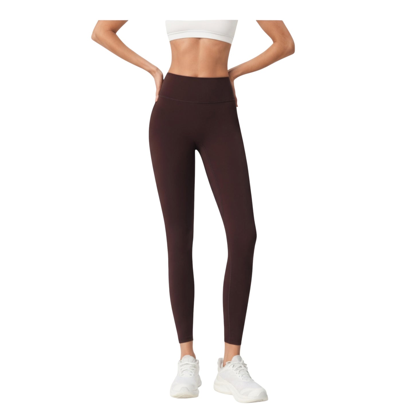 High Waist Stretch Fit Full Length Leggings with Contour Waistband and Smooth Seam Detailing