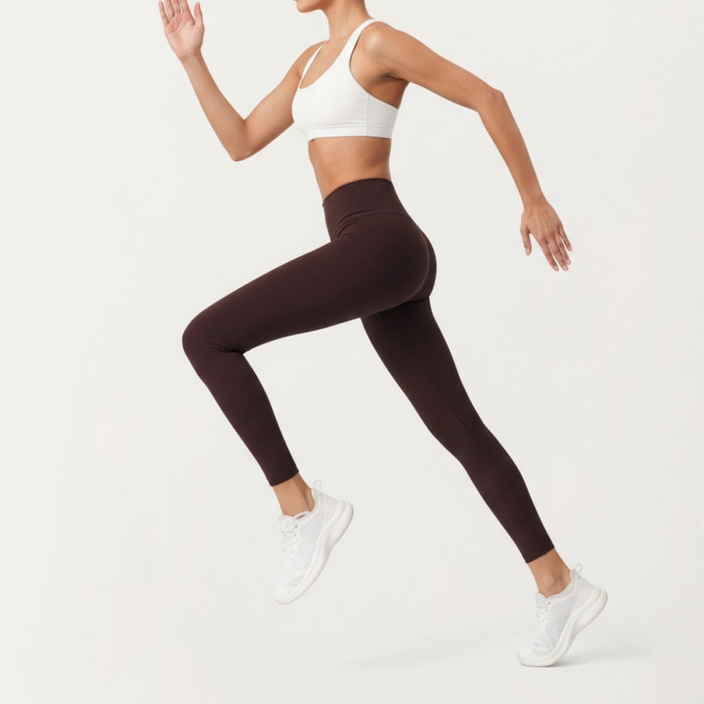 High Waist Stretch Fit Full Length Leggings with Contour Waistband and Smooth Seam Detailing