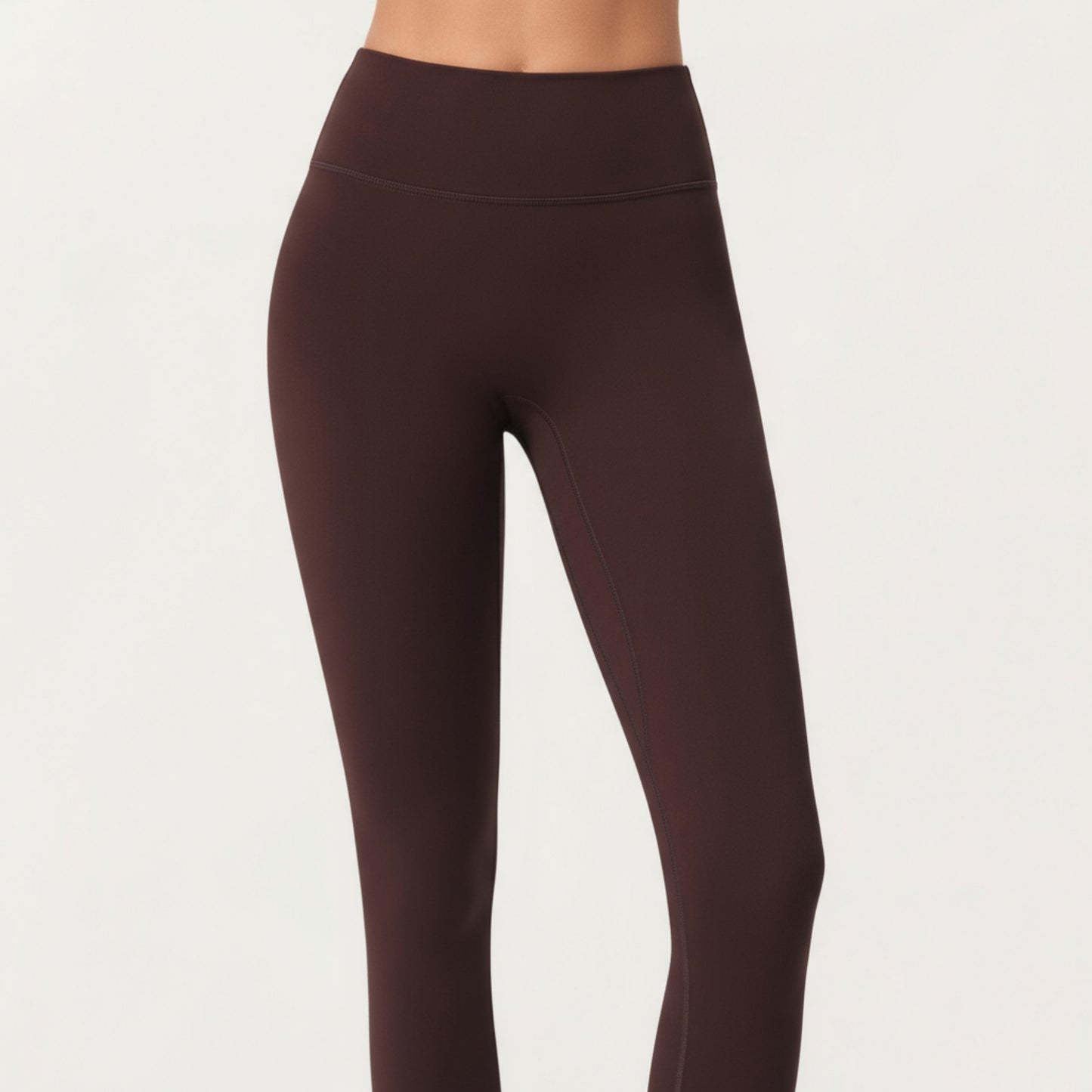 High Waist Stretch Fit Full Length Leggings with Contour Waistband and Smooth Seam Detailing