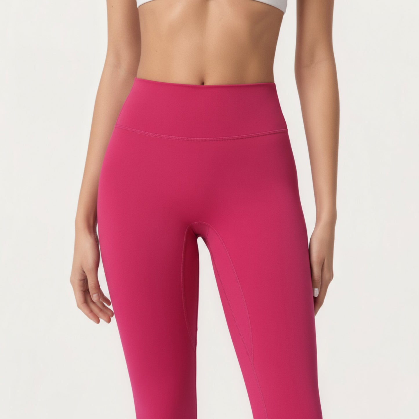 High Waist Stretch Fit Full Length Leggings with Contour Waistband and Smooth Seam Detailing