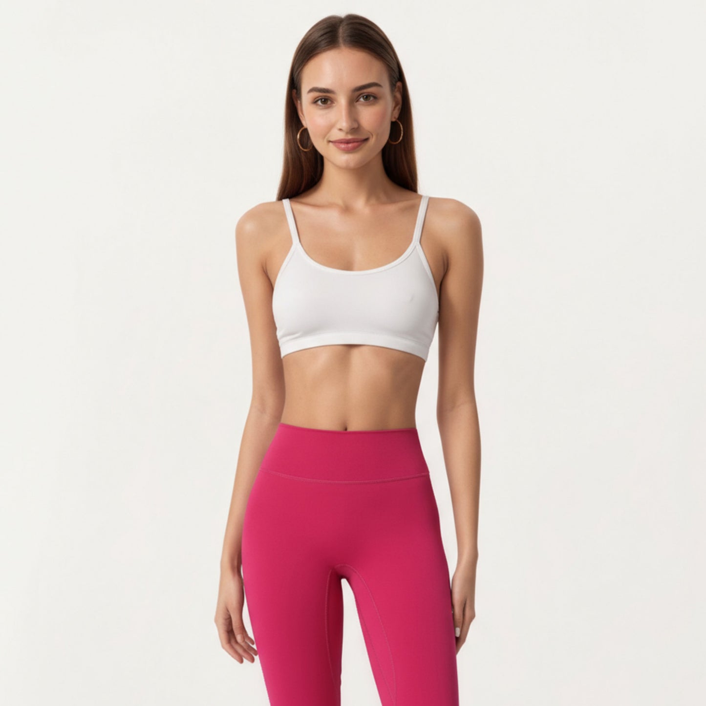 High Waist Stretch Fit Full Length Leggings with Contour Waistband and Smooth Seam Detailing