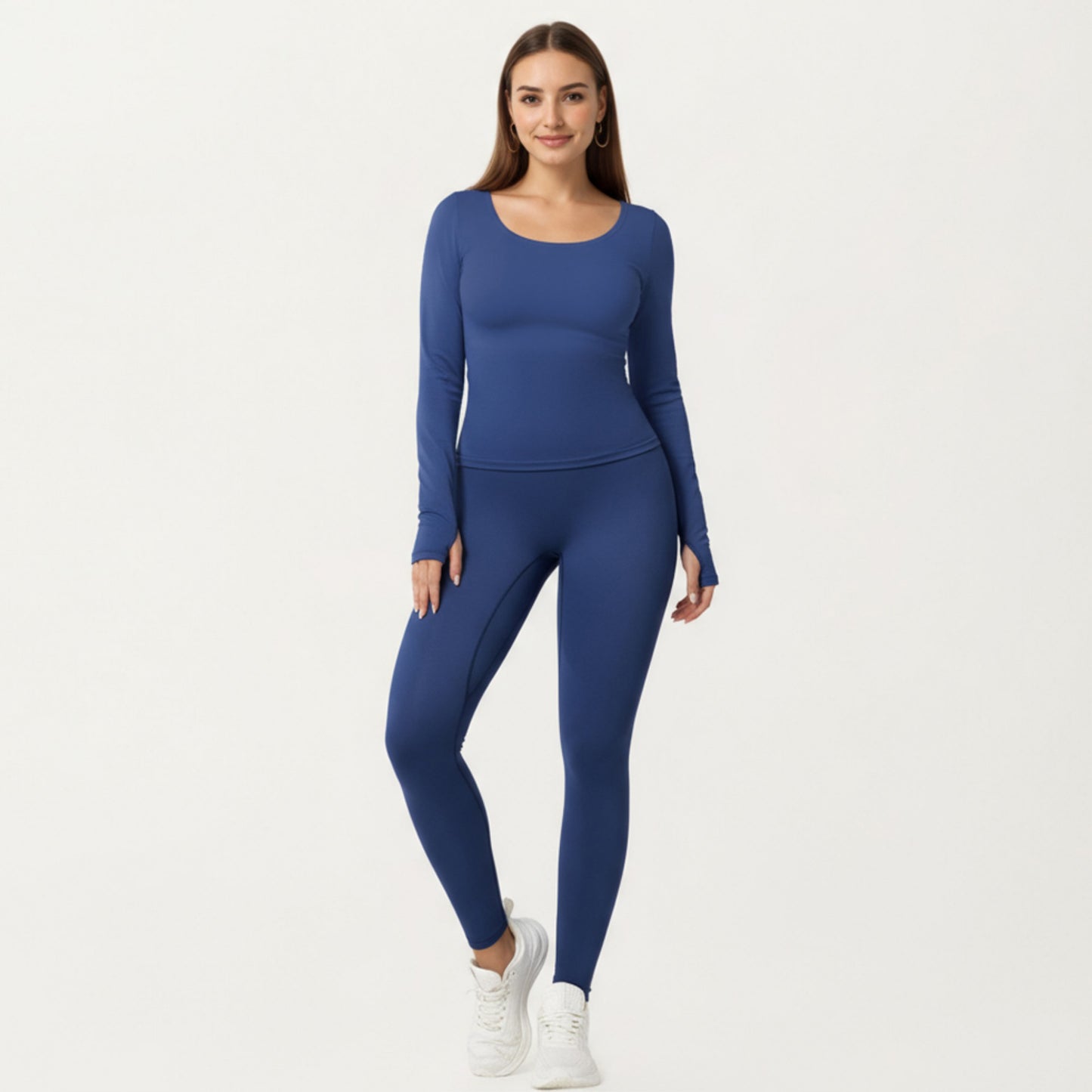 High Waist Stretch Fit Full Length Leggings with Contour Waistband and Smooth Seam Detailing