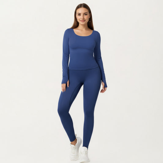 High Waist Stretch Fit Full Length Leggings with Contour Waistband and Smooth Seam Detailing
