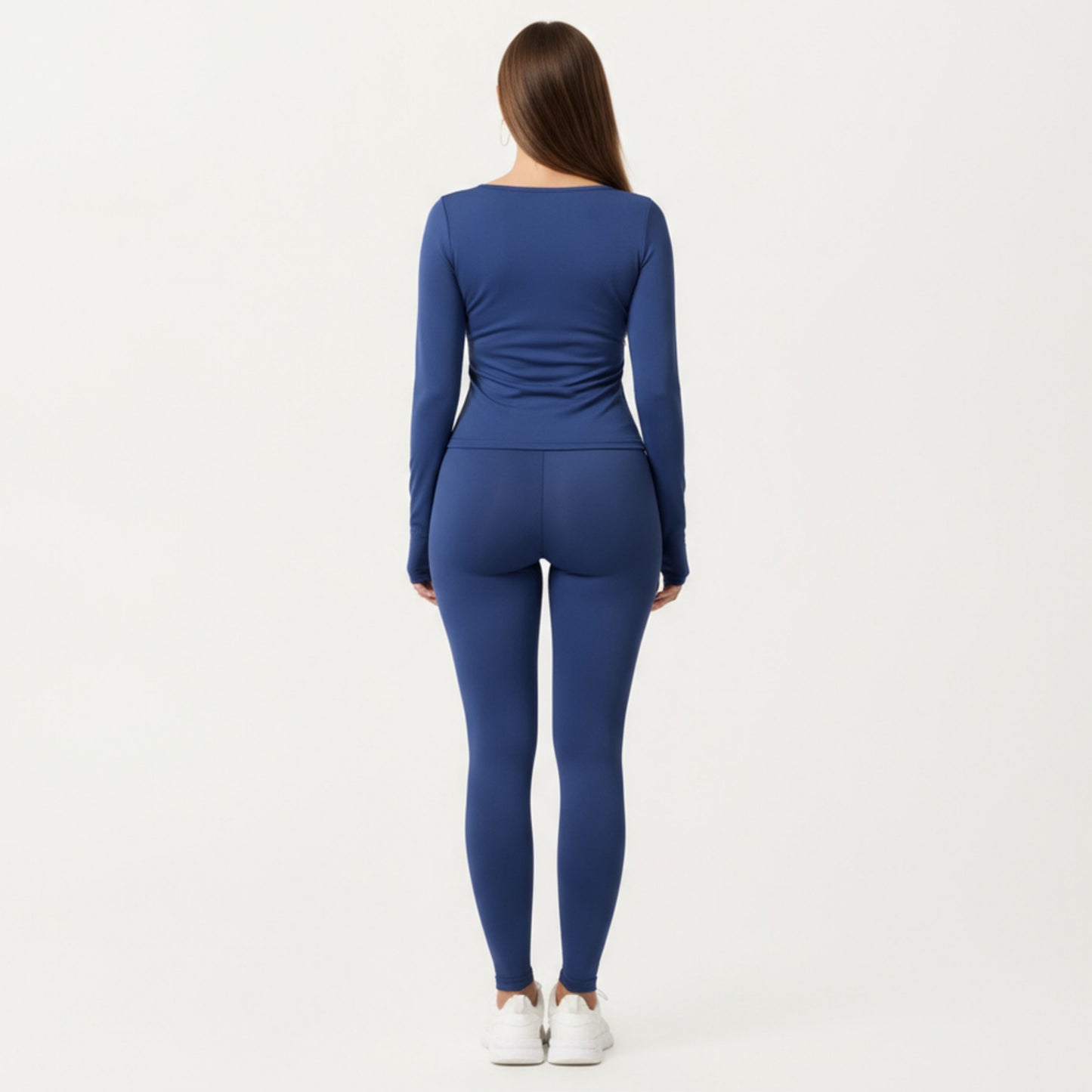 High Waist Stretch Fit Full Length Leggings with Contour Waistband and Smooth Seam Detailing
