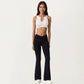 Crossover Waist Flare Leg Yoga Pants with Stretch Fit Fabric and Smooth Contoured Silhouette