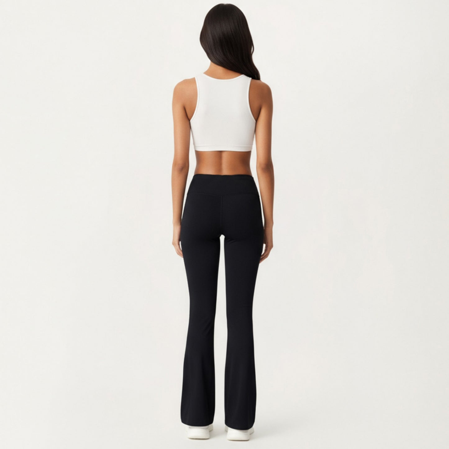 Crossover Waist Flare Leg Yoga Pants with Stretch Fit Fabric and Smooth Contoured Silhouette