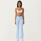 Crossover Waist Flare Leg Yoga Pants with Stretch Fit Fabric and Smooth Contoured Silhouette